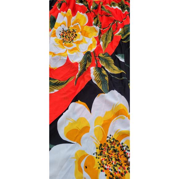 Vintage 70s Floral Skirt Polyester Tropical Summer Spring High Waisted - Picture 2 of 3